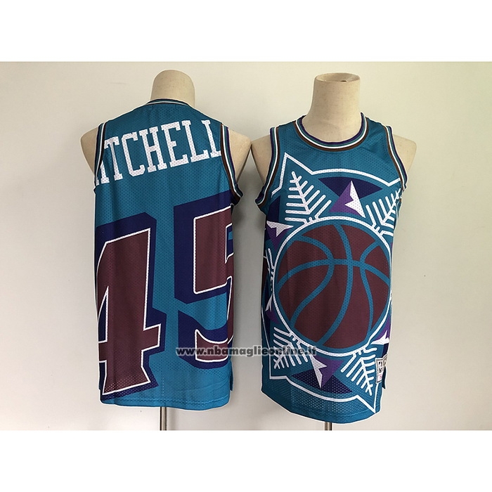Maglia Utah Jazz Donovan Mitchell #45 Mitchell & Ness Big Face Blu